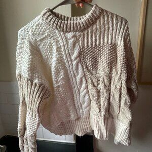 Aerie Beige & White Knit Sweater